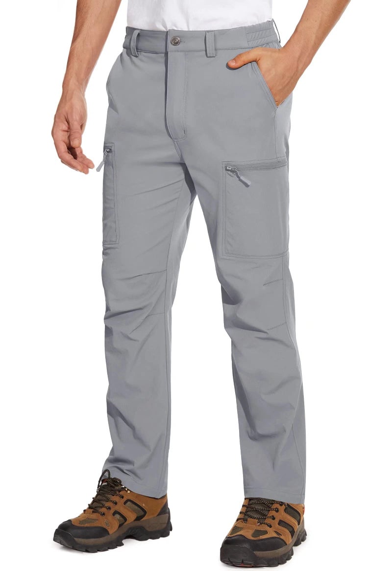 MAGCOMSEN Summer Pants for Men Hiking Water Resistant Lightweight Fishing Camping Pants Light Grey - Image 1